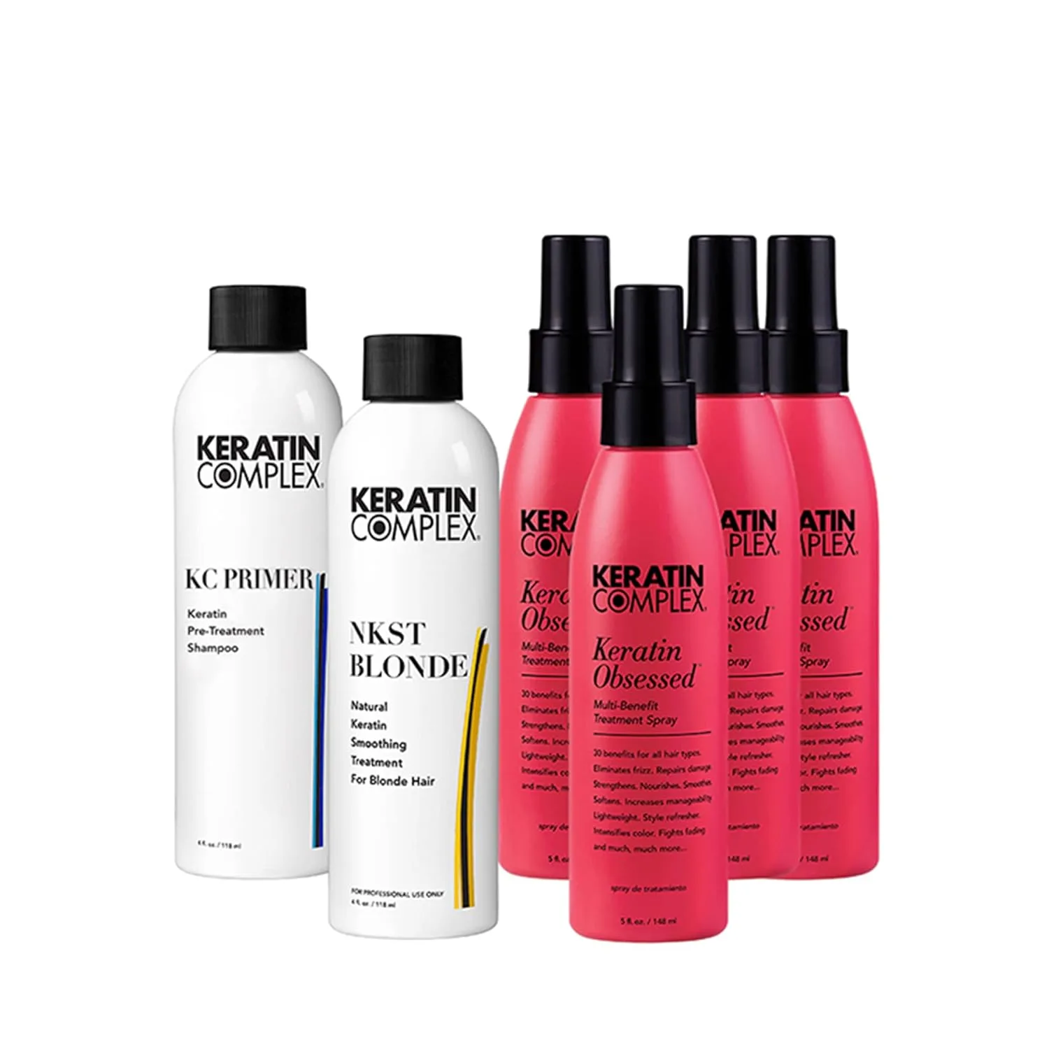 Keratin Complex NKSTB Natural Keratin Smoothing Treatment System для светлых волос пробный набор, 4 fl oz каждый. Включает (1) KC PRIMER, (1) NKSTB, (4) Keratin Obsessed Multi-Benefit Treatment Spray, gray — фото 2