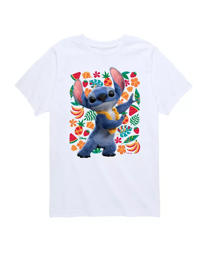 

Футболка с принтом Stitch и фруктами из мультфильма "Лило и Стич" для мальчиков старшего возраста Lilo & Stitch, белый