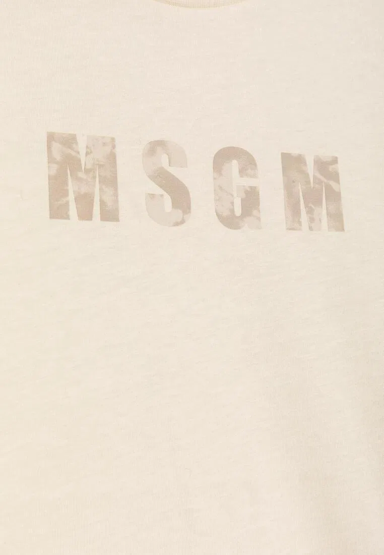 Футболка, хлопок, для детей Msgm, бежевый — фото 2