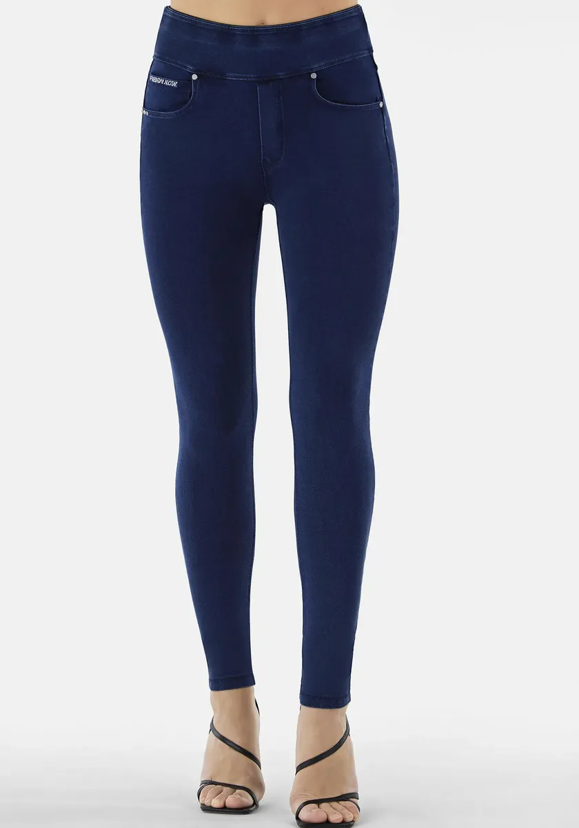 

Джеггинсы Freddy "NOW", узкие, с отложным поясом, синий