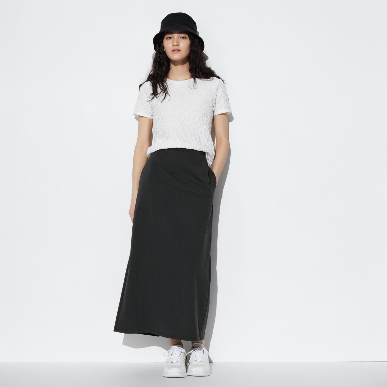 Юбка длинная Uniqlo AIRism ультраэластичная, черный