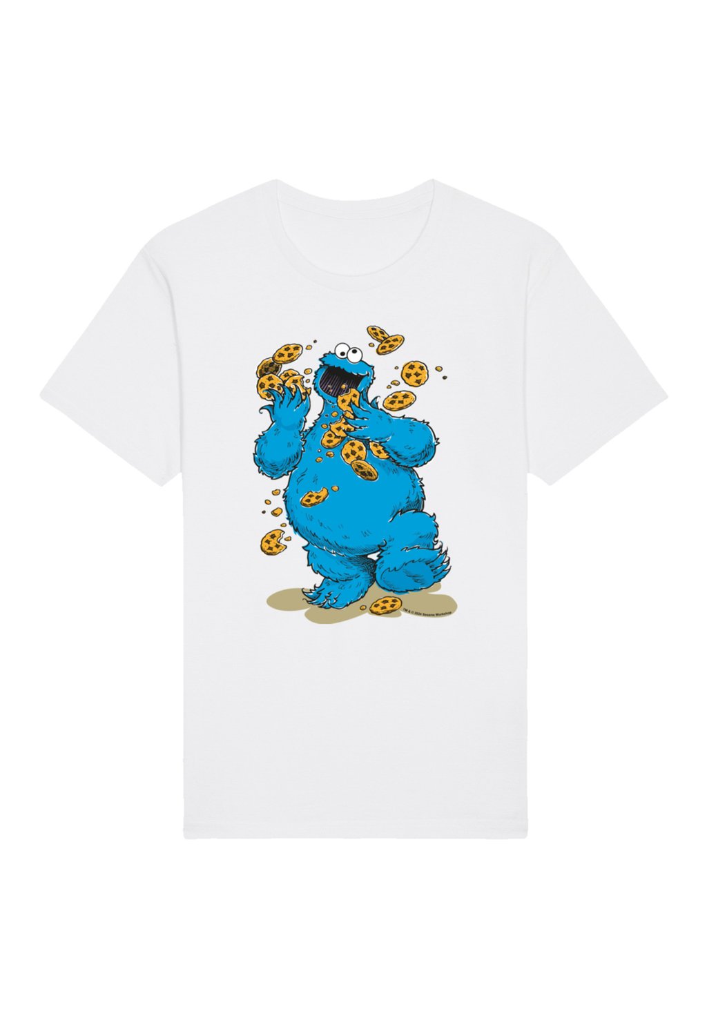 

Футболка с принтом SESAMSTRASSE COOKIE MONSTER COOKIES EVERYWERE F4NT4STIC, белый