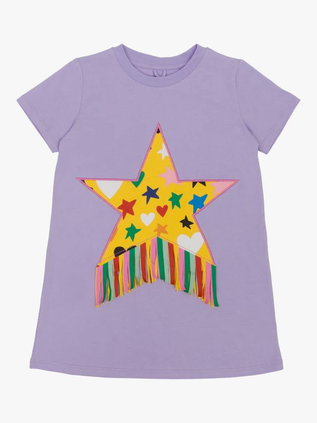 

Детское платье из хлопкового джерси со звездами Stella McCartney Kids, Purple