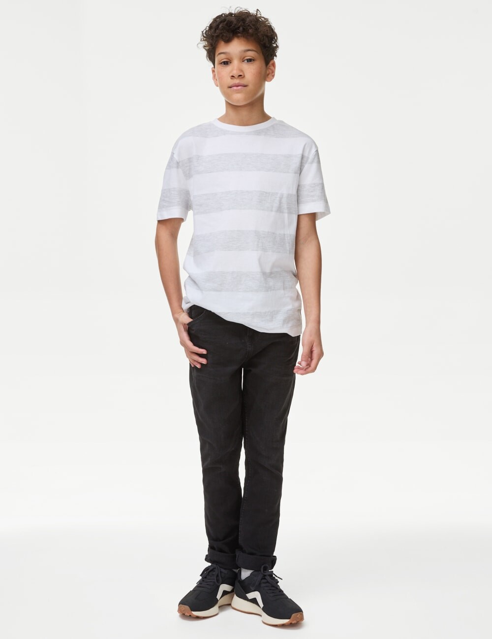 

Джинсы прямого кроя Jones из хлопка с добавлением эластичности Marks & Spencer, цвет Black denim