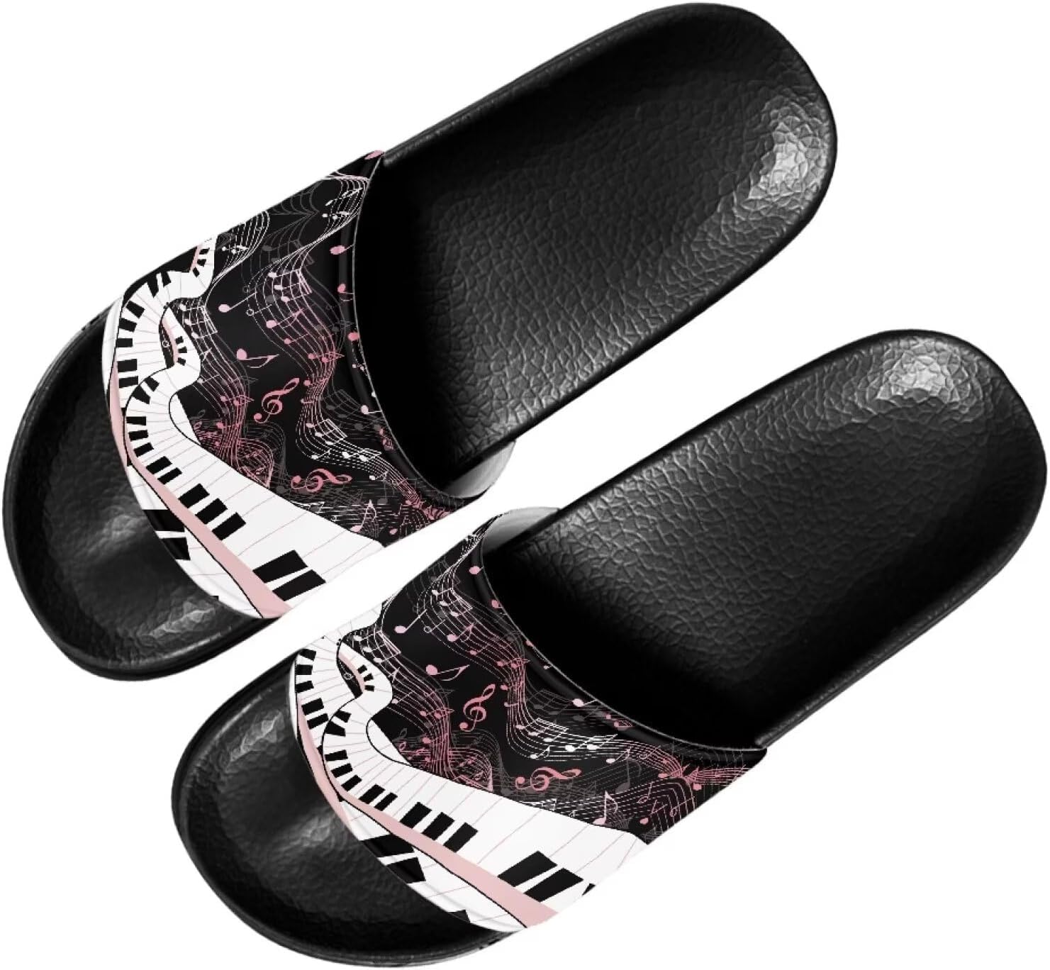 

Женские повседневные шлепанцы Forchrinse Black Cat с нотками музыки, мягкие нескользящие открытые тапочки, шлепанцы с плоской подошвой из ЭВА, белый/розовый