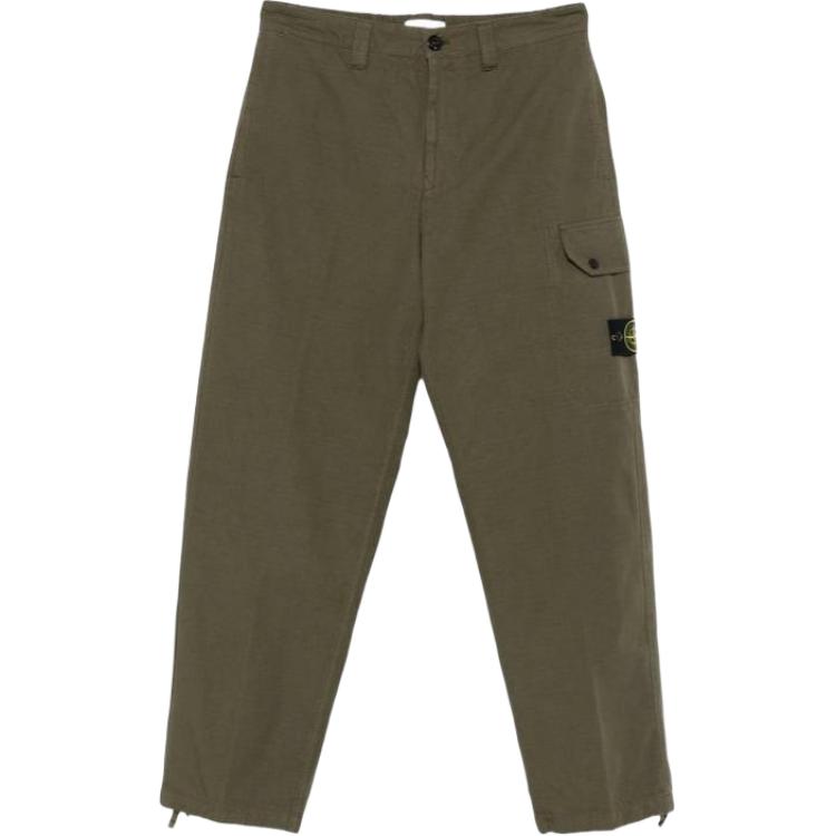 Хлопковые брюки с накладными карманами STONE ISLAND, зеленый