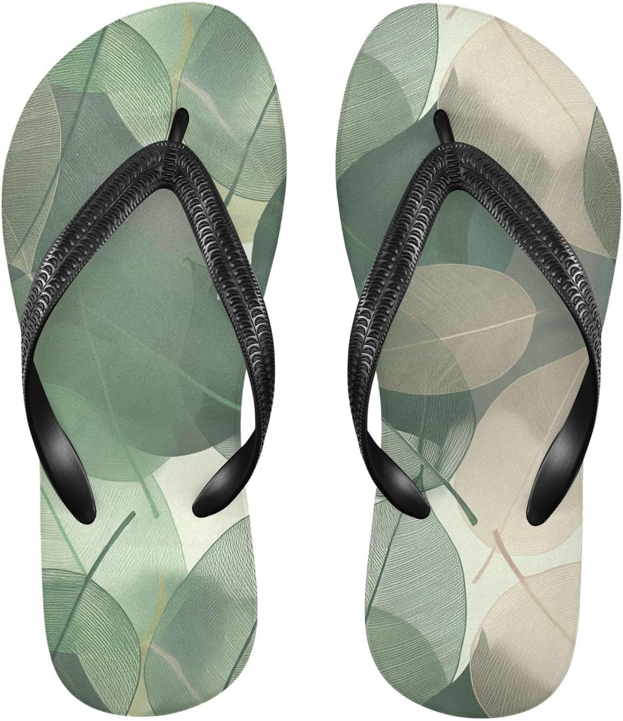 

Вьетнамки с зелеными листьями эвкалипта для пляжа и душа, резиновые нескользящие летние шлепанцы для мужчин и женщин Sinestour