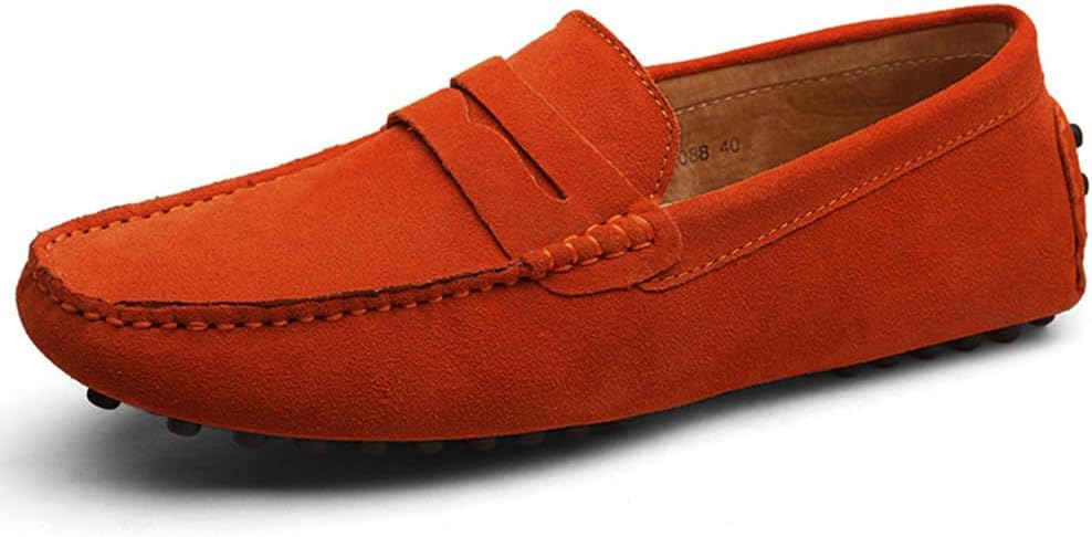 

Мужские замшевые кожаные лоферы ANUFER, удобные мокасины для вождения, оранжевый