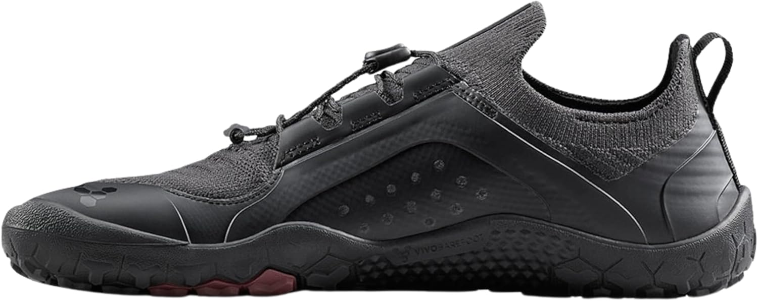 

Мужские дышащие внедорожные кроссовки Vivobarefoot Primus Trail Knit FG с подошвой для твердого грунта, предназначенные для езды, Obsidian/Obsidian