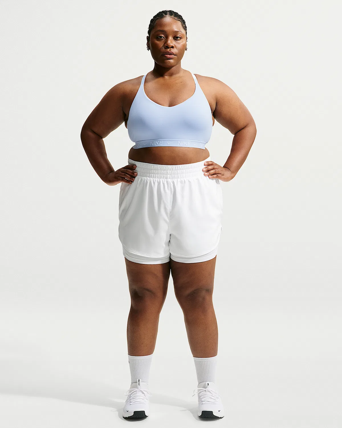 Женские шорты 2-в-1 с высокой посадкой, 3" (плюс размер) Nike Dri-FIT One, White/Black