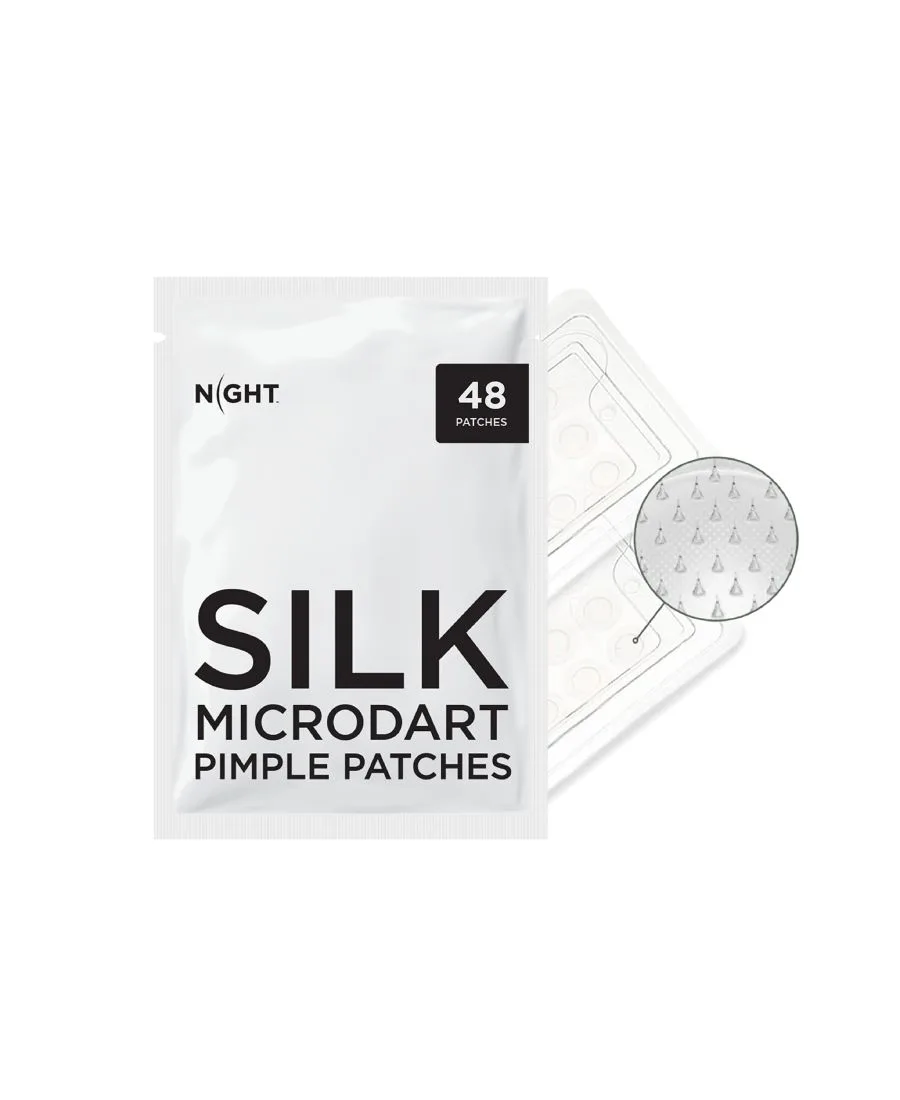 NIGHT Пластыри от прыщей Silk + Salicylic Acid Microdart, упаковка из 48 штук