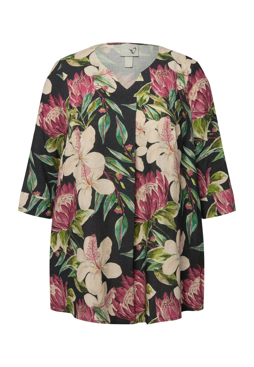 

Блуза CHEERFUL FLORAL V-NECK Ulla Popken, темно-синий