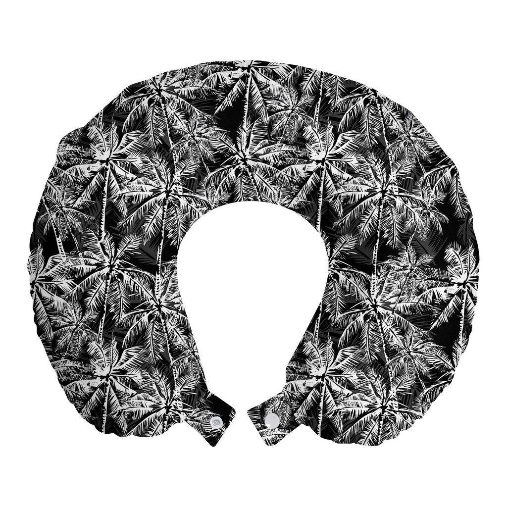 

ABAKUHAUS Vintage Palm Travel Подушка для шеи, Jungle Scene Island, пенопластовые дорожные принадлежности для самолета и автомобиля, 30x30 см, угольно-серый и белый