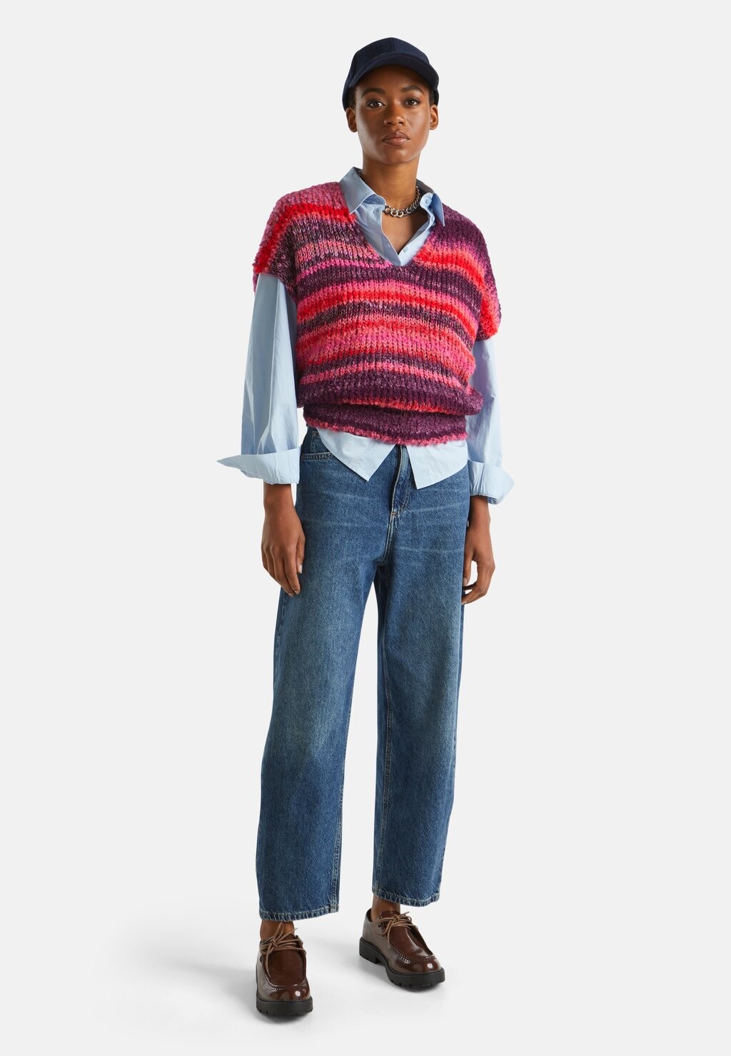 

Футболка с принтом BOXY V-NECK FANCY United Colors of Benetton, сиреневый