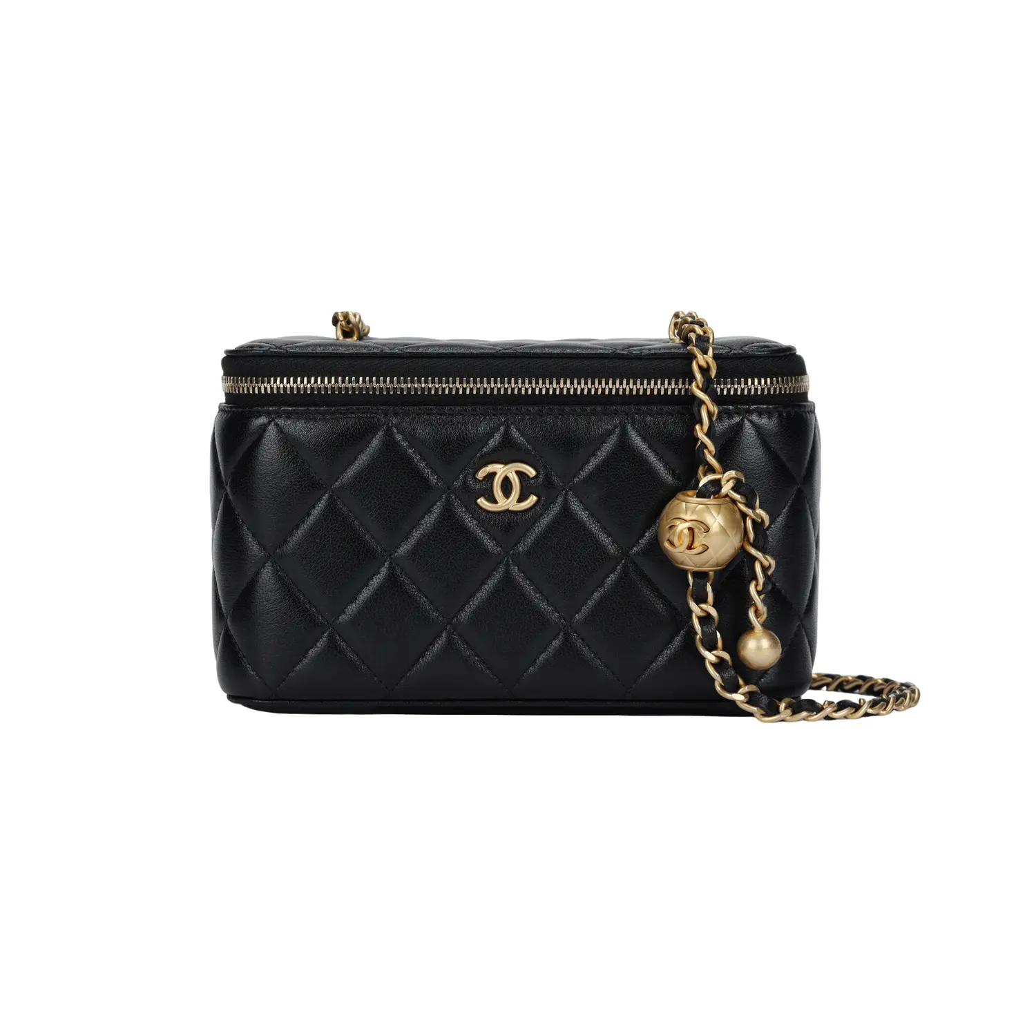 

CHANEL Сумка-коробка из овчины, сумка через плечо, женская, черная