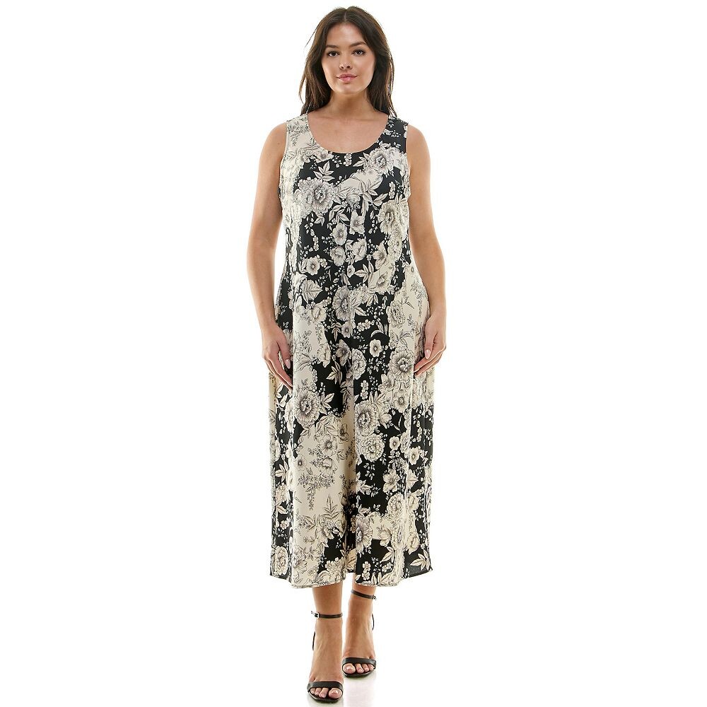 

Атласное платье-комбинация больших размеров Luxology, цвет Black Cream Gray