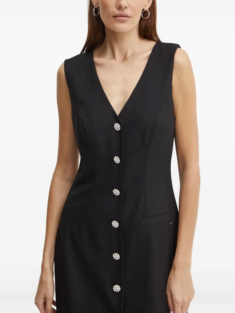 

Платье мини с V-образным вырезом Guess Usa, черный