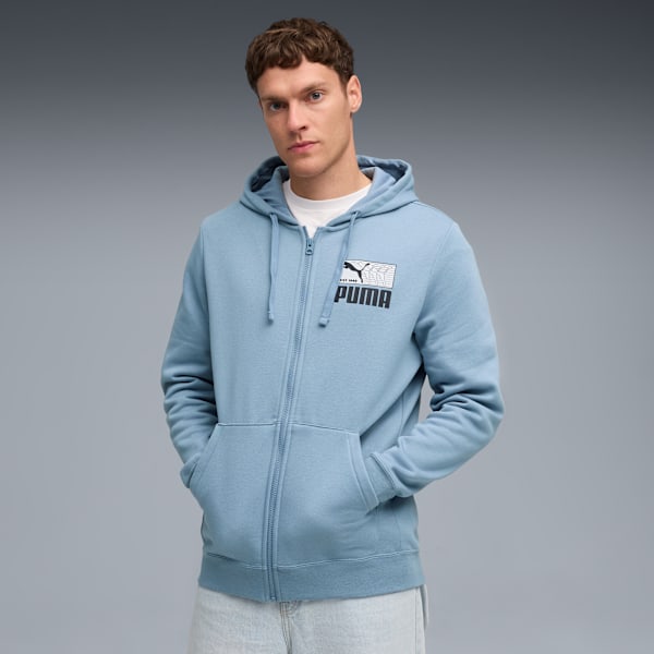 

Мужская флисовая толстовка с капюшоном на молнии House Of Graphics Puma, синий