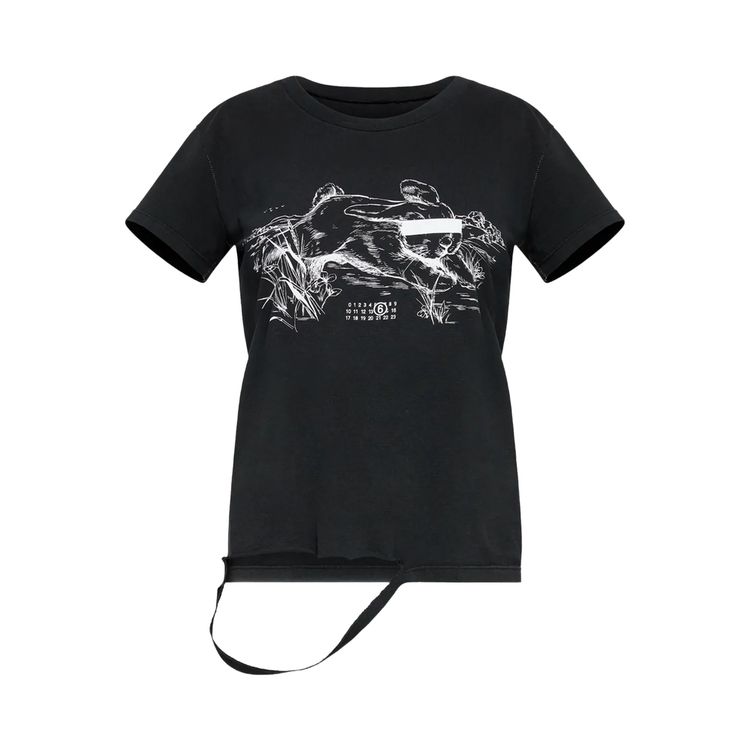 

Футболка MM6 Maison Margiela Stamp Logo T-Shirt 'Washed Black', черный