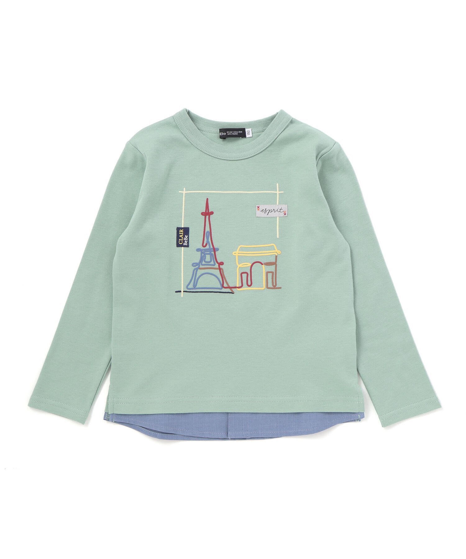 Футболка с длинными рукавами и принтом Эйфелевой башни (90–150 см) BeBe, Green