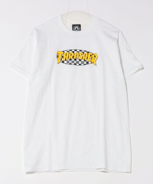 

Футболка с коротким рукавом, клетчатым овальным рисунком, логотипом и винтажными графическими элементами в стиле Y2K, унисекс THRASHER, белый