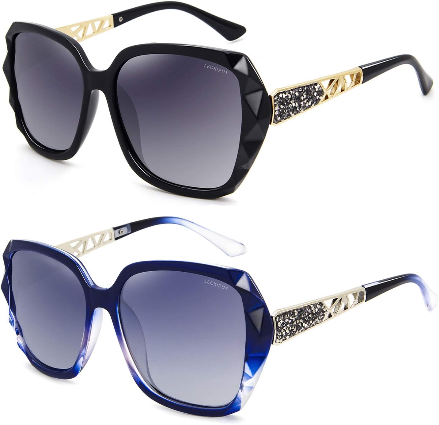 

Женские солнцезащитные очки LECKIRUT большого размера, поляризованные, с защитой от УФ-излучения, классический стиль, черная оправа, серые линзы, H2 2pcs Black Frame Gray Lens + Blue Frame Gray Lens