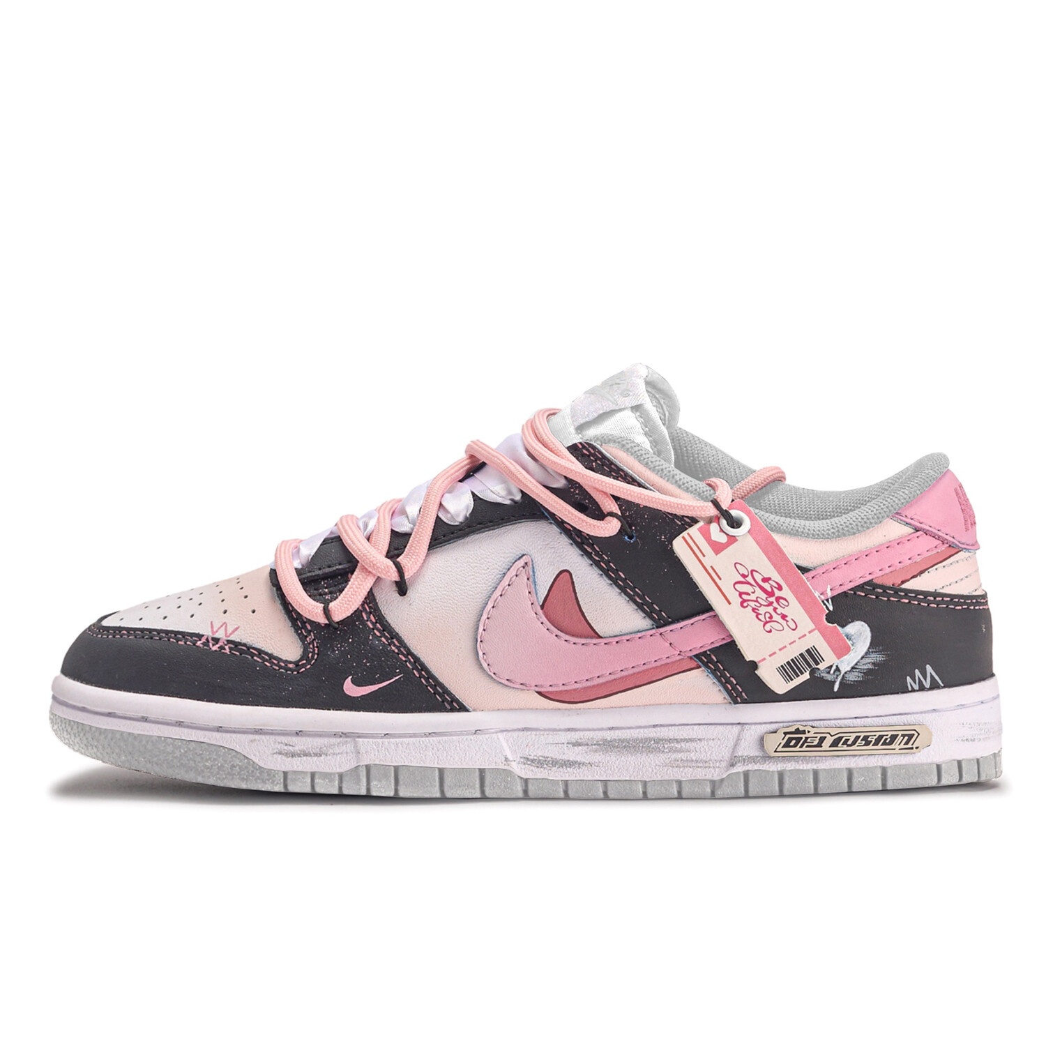 

Кроссовки Nike Dunk Skateboarding Shoes Men Low-top Black/pink, черный/розовый
