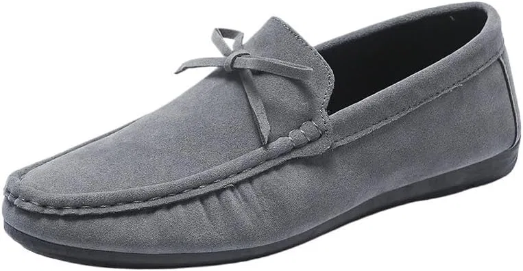 Лоферы кожаные бренд Summer Mens Loafers, серый UOPYNE