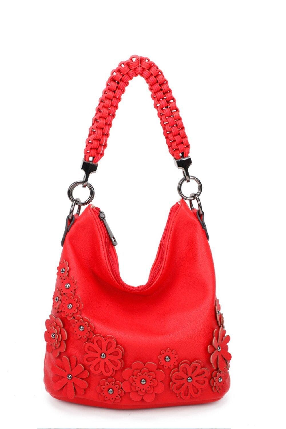 

Сумка через плечо Trous Flower из искусственной кожи с плетеной ручкой Fontanella Fashion, красный