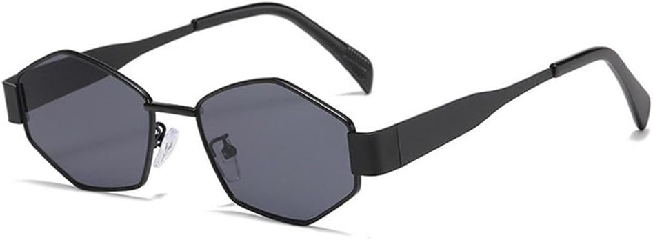 

Модные солнцезащитные очки для мужчин и женщин, роскошные, уникальные, многоугольные, винтажные, с индивидуальным дизайном, в маленькой оправе, с защитой от УФ-излучения UV400 TKKTLLT, Black Gray