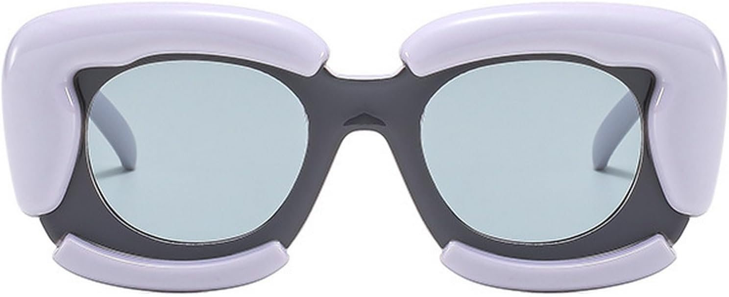 

Модные толстые круглые надувные солнцезащитные очки для женщин и мужчин в стиле ретро, ​​массивные овальные, для фестивалей и вечеринок, конфетных цветов, панк mincl, White Gray