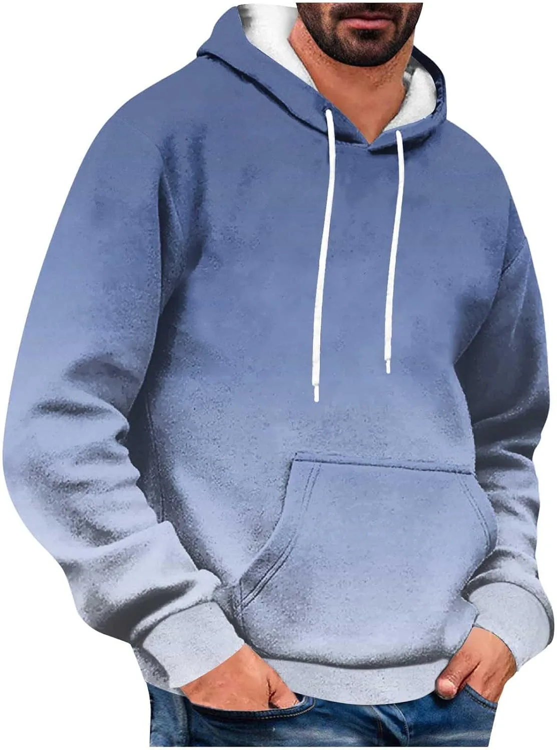 

Мужской градиентный свитшот с принтом, теплый худи с карманами