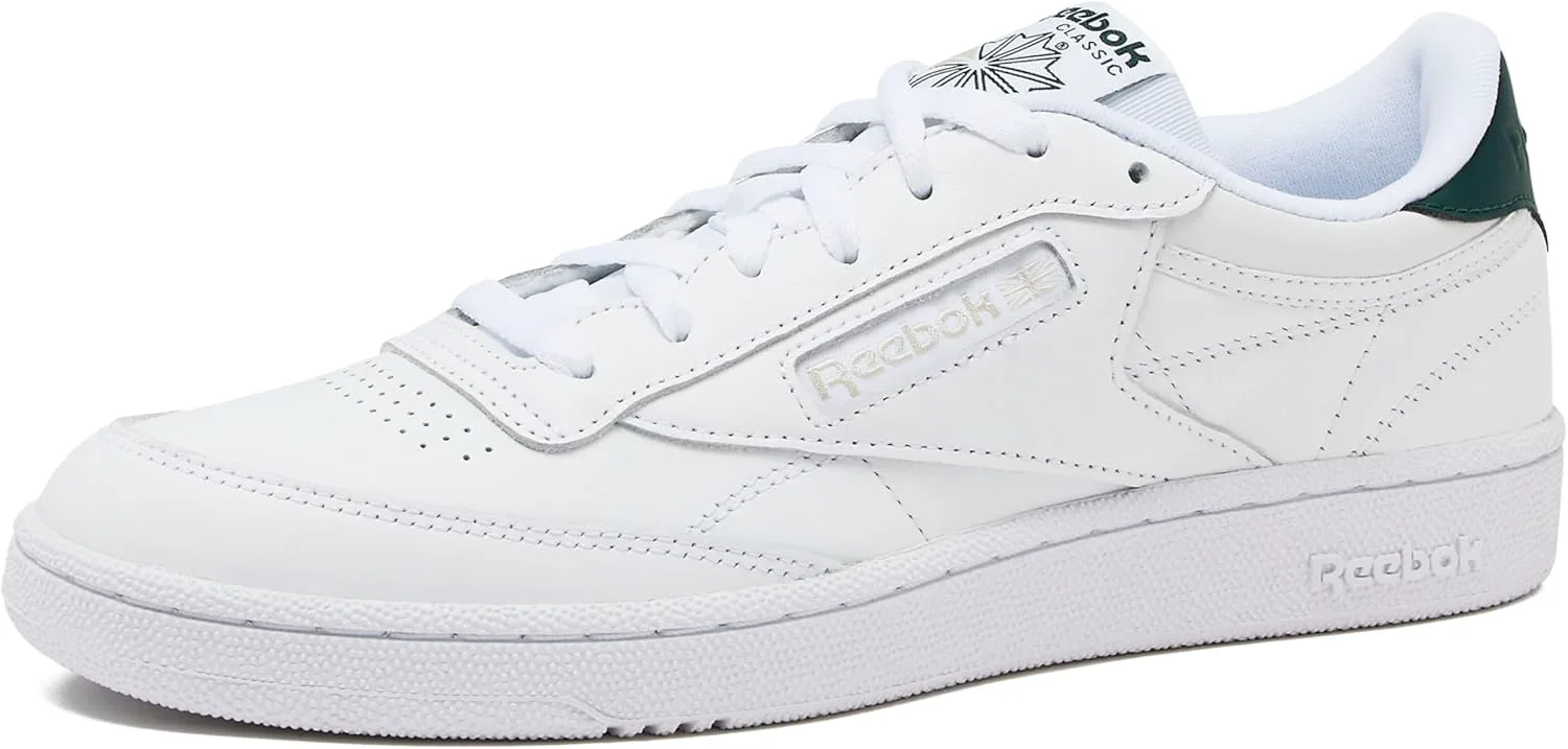 

Мужские теннисные кроссовки Reebok Club C 85, повседневные модные белые кроссовки для мужчин, белый/зеленый/металлик