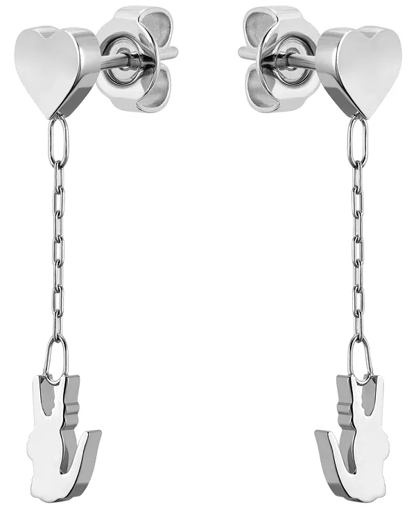 

Серьги-Подвески в форме сердца и крокодила из нержавеющей стали Lacoste, silver