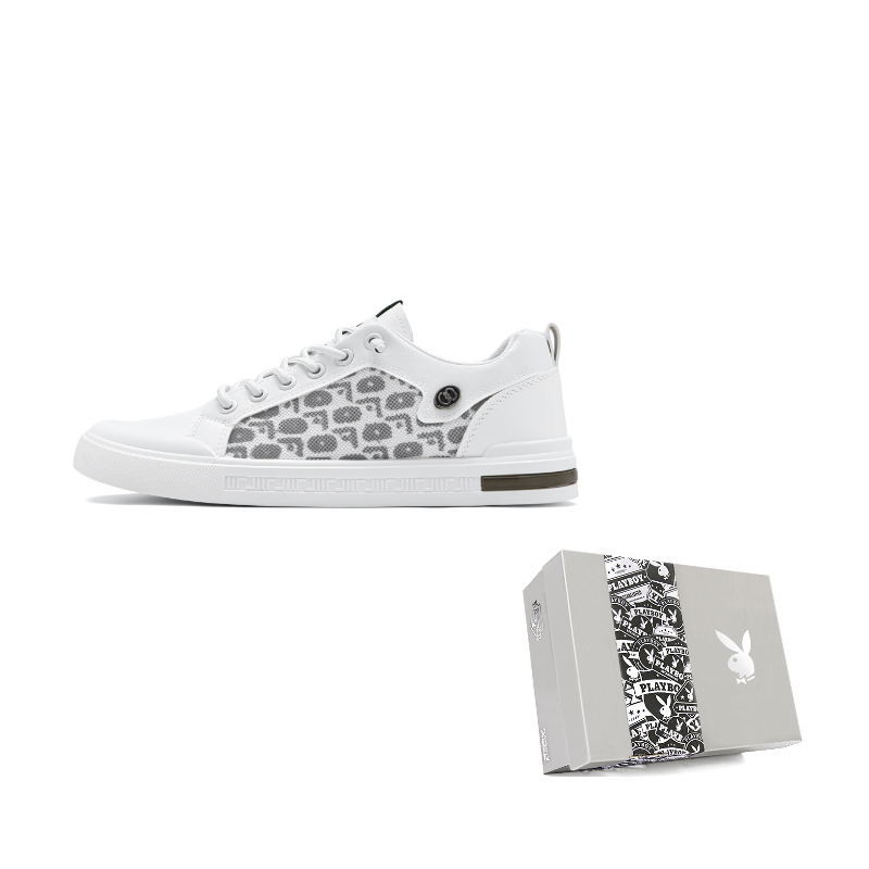 

Низкие кроссовки для скейтбординга мужские box Playboy, White[Summer Breathable]