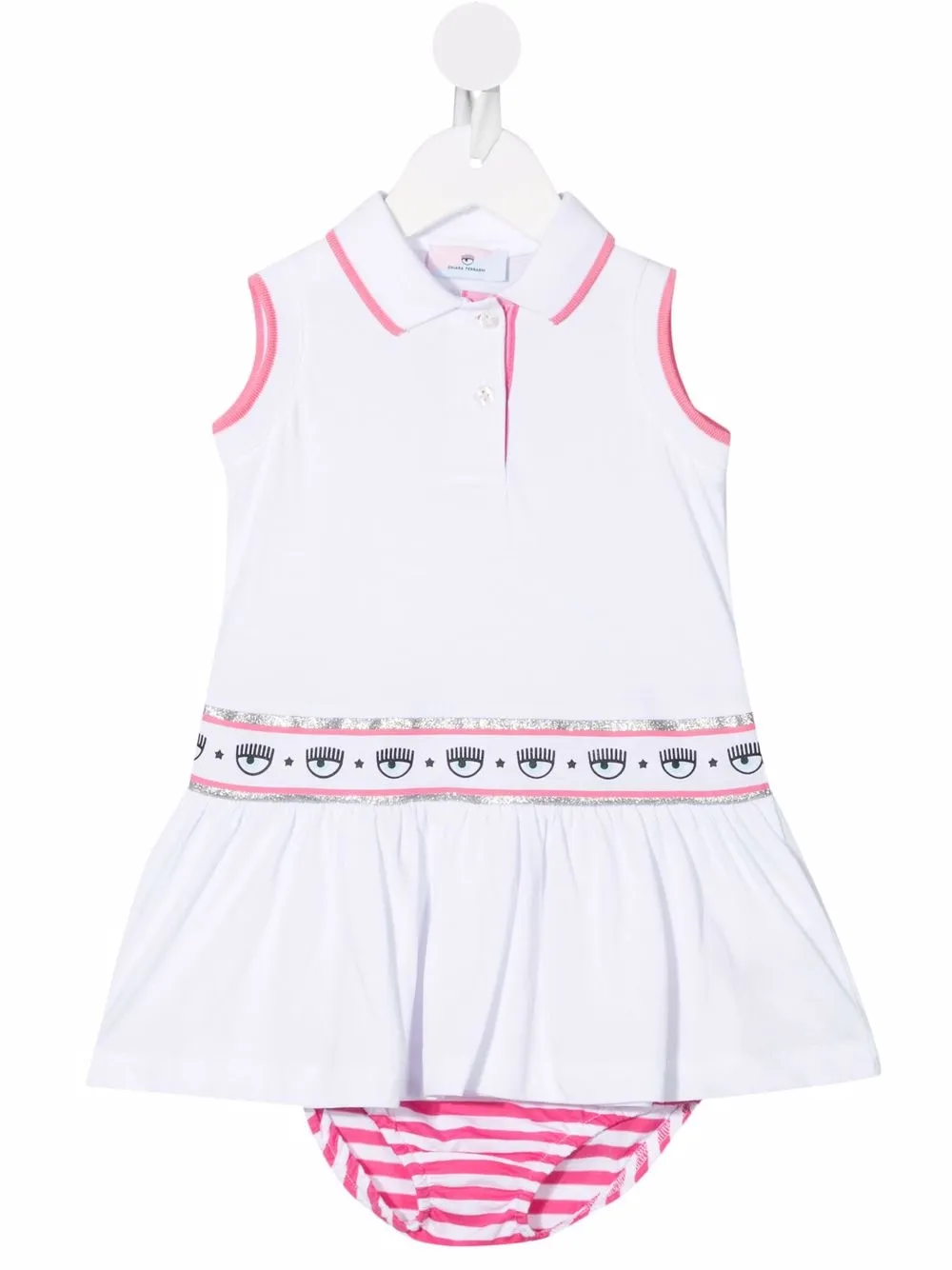 

Платье Logomania с воротником поло Chiara Ferragni Kids, белый
