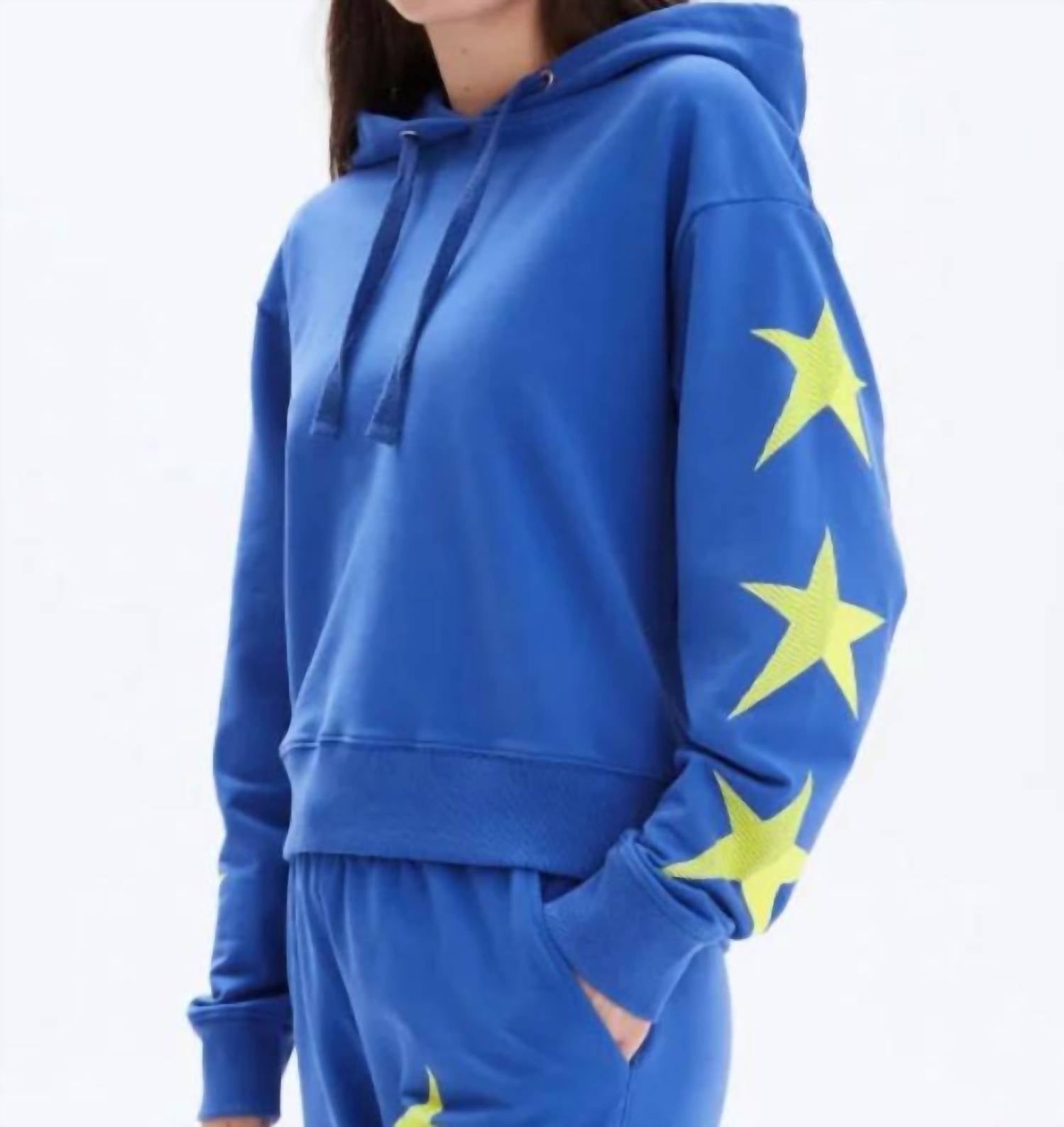 

Укороченный свитер с капюшоном Neon Star в цвете Electric Blue CHRLDR