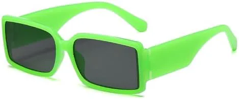 

2027 Винтажные прямоугольные панк-солнцезащитные очки для мужчин, модные квадратные оправы, солнцезащитные очки для женщин, зеленые и черные, UV400 UV400 MTZJH, Green