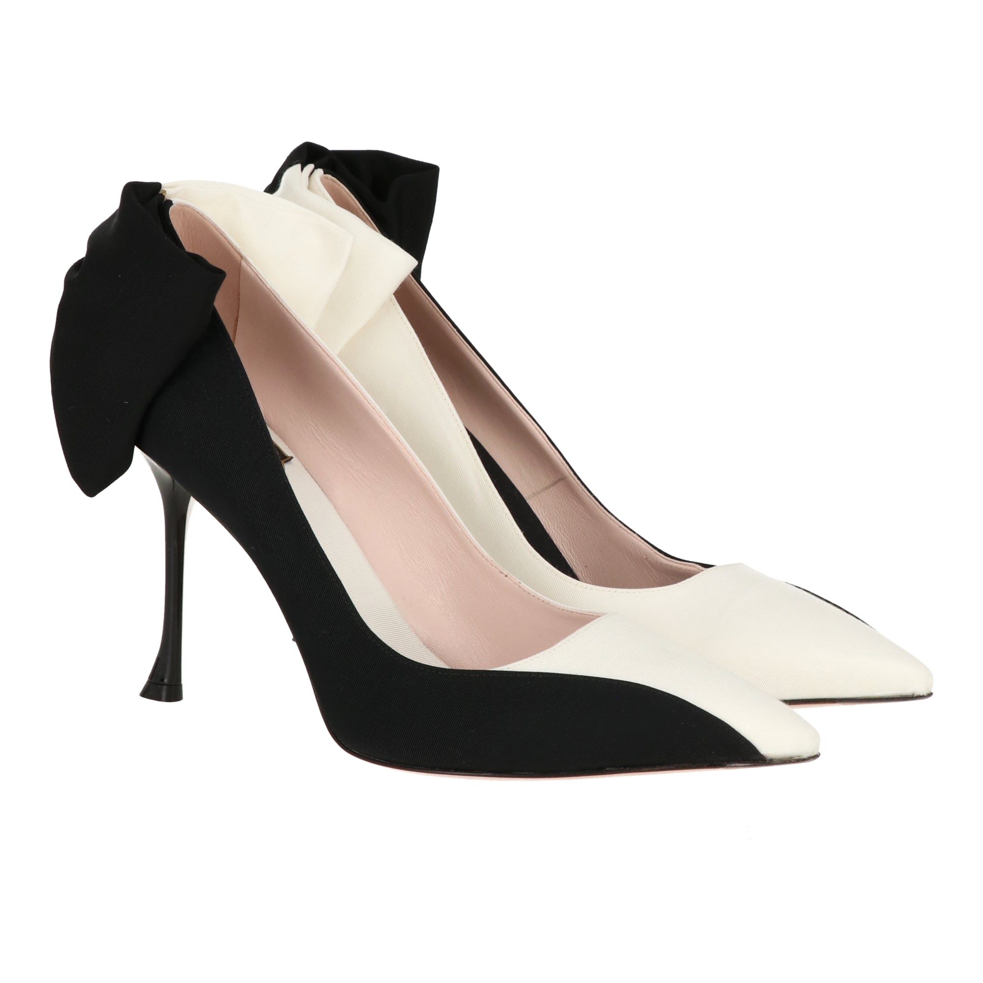Женские бело-черные мюли Roger Vivier на каблуке