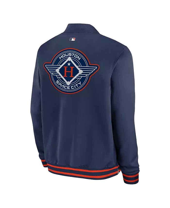 Мужская синяя бомбер с полной застежкой-молнией Houston Astros 2025 City Connect из коллекции Authentic Collection Nike — фото 3
