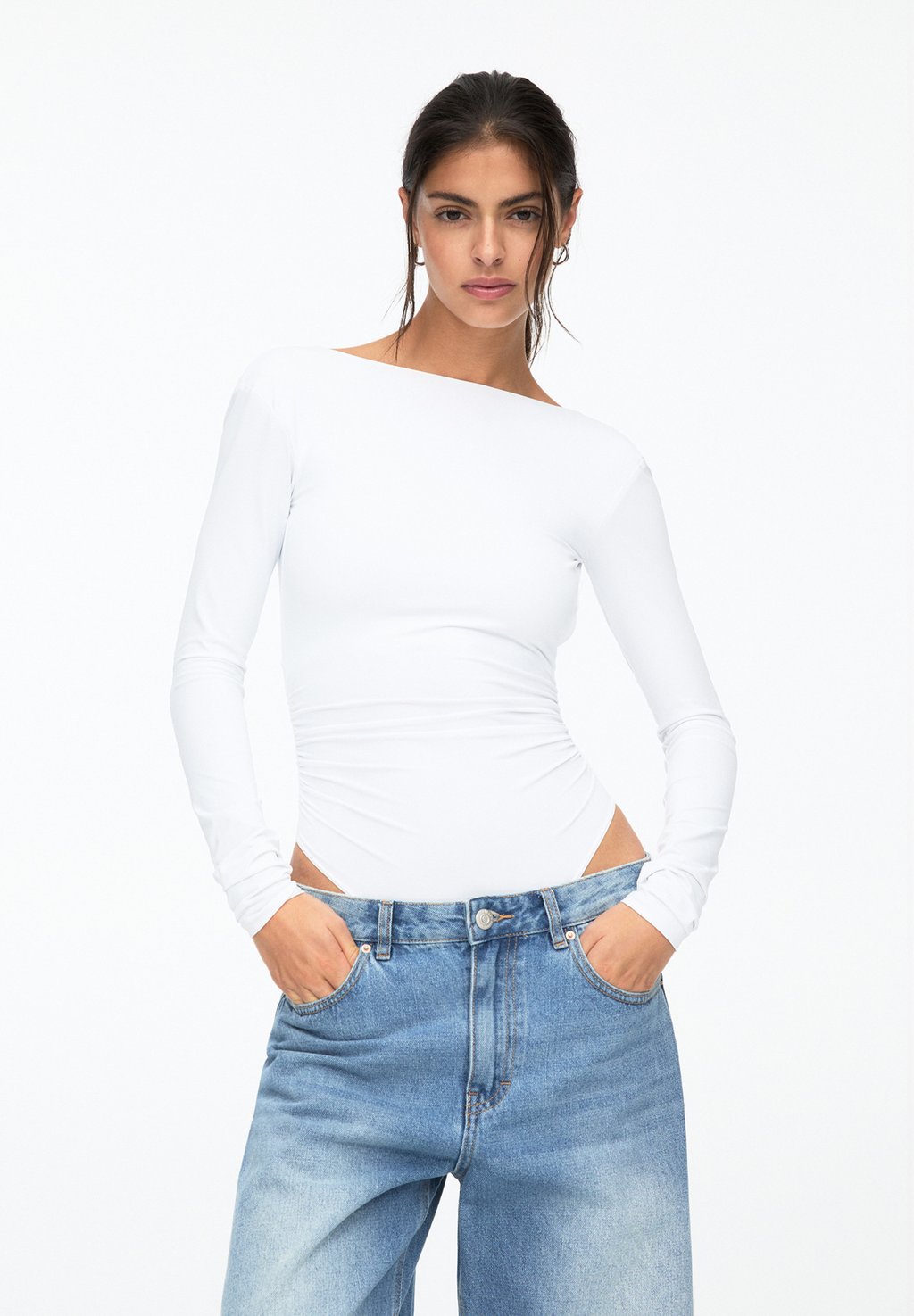 

Топ с длинными рукавами OPEN BACK PULL&BEAR, белый