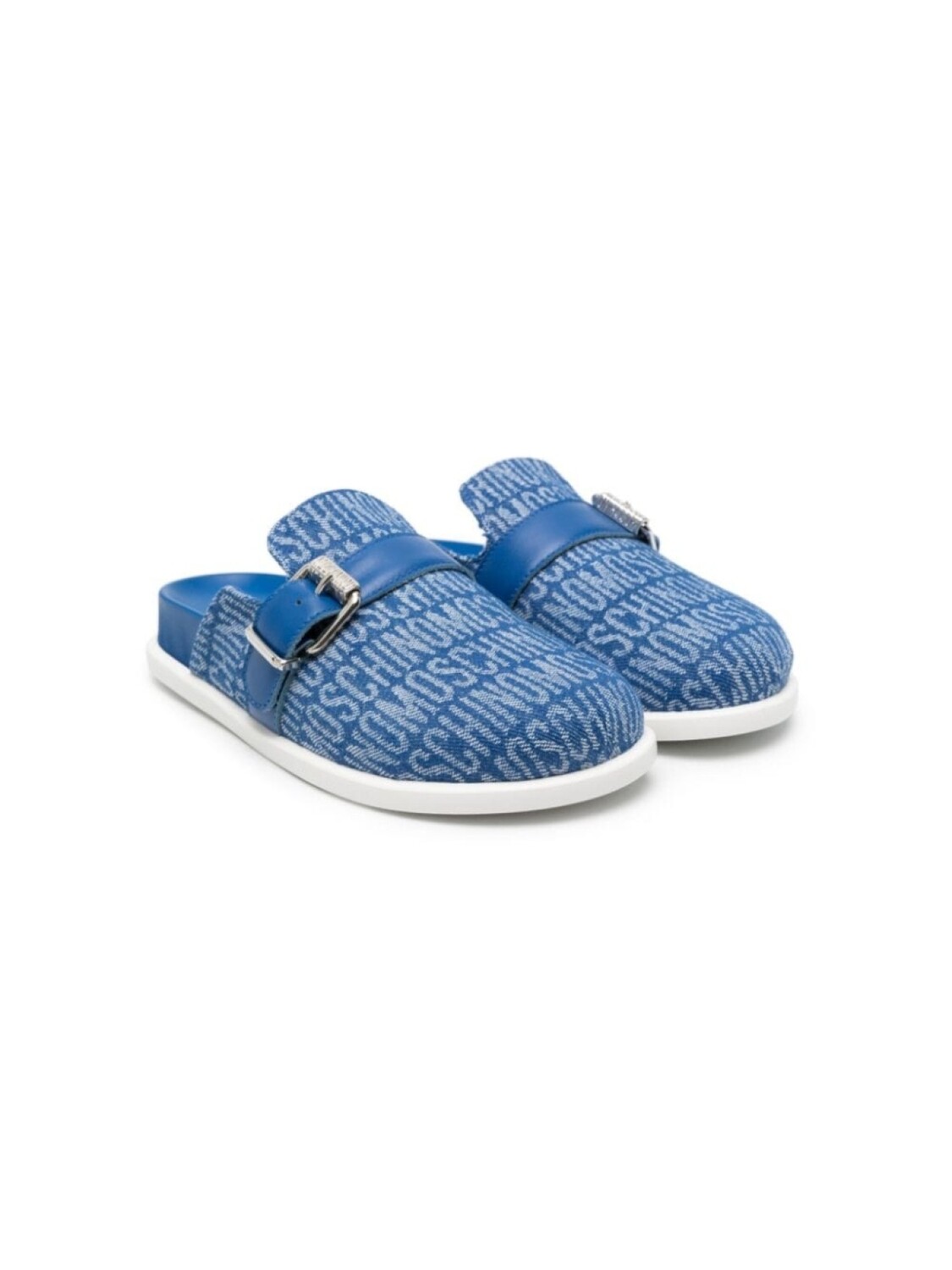 

Moschino Kids джинсовые слиперы с жаккардовым логотипом, синий