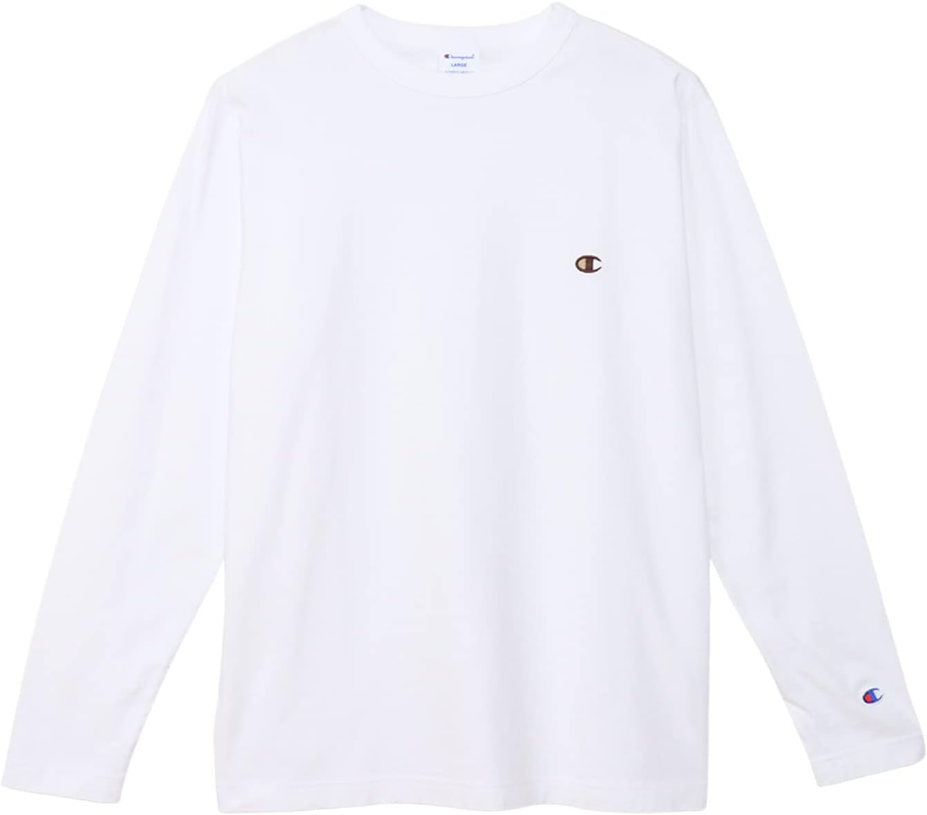 

Мужская футболка с длинным рукавом Champion C8-X408, круглый вырез, 100% хлопок, вышитый логотип One-Point, базовая футболка, белая