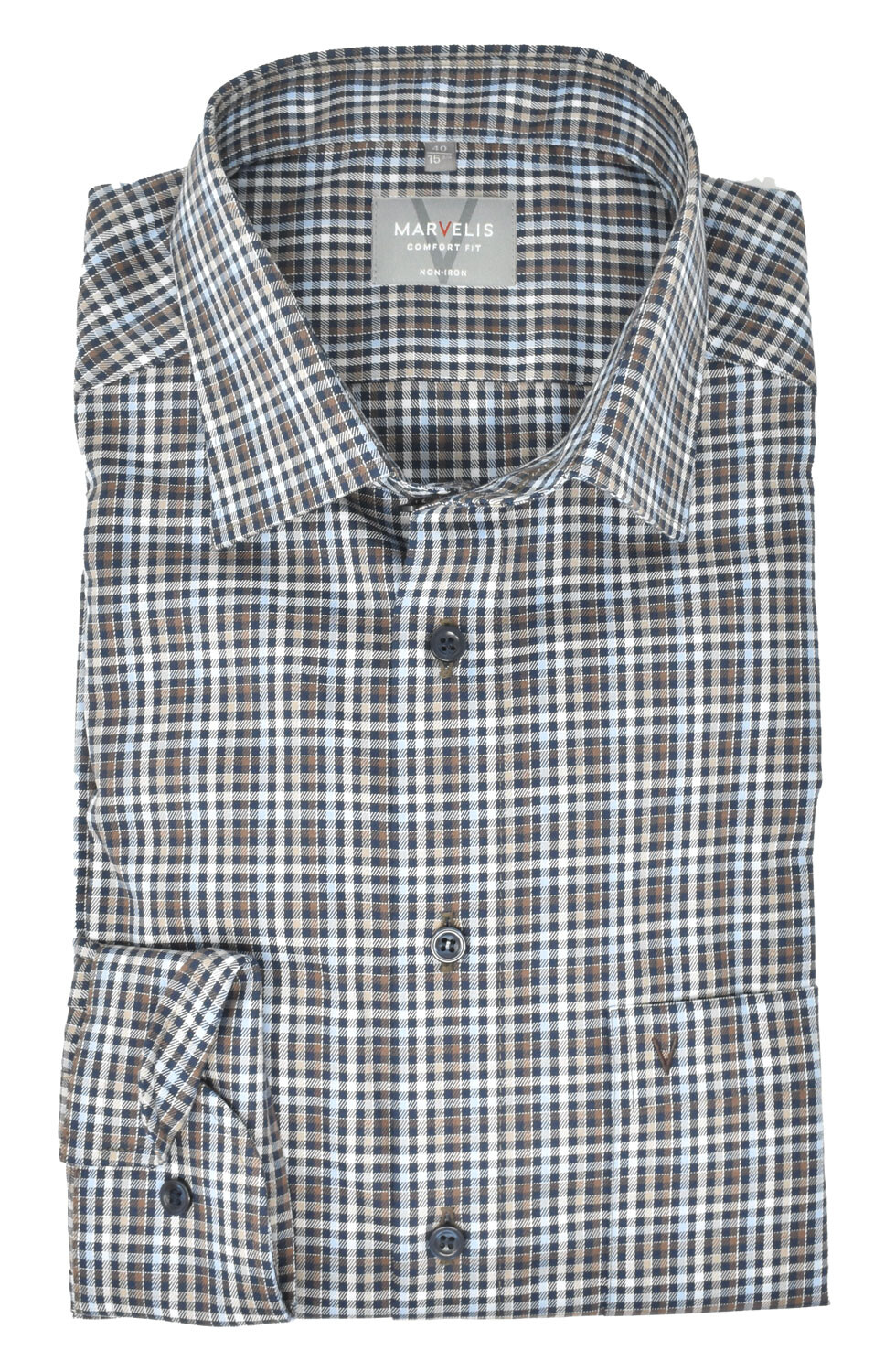 

Рубашка MARVELIS Comfort Fit Business, цвет Braun/Blau