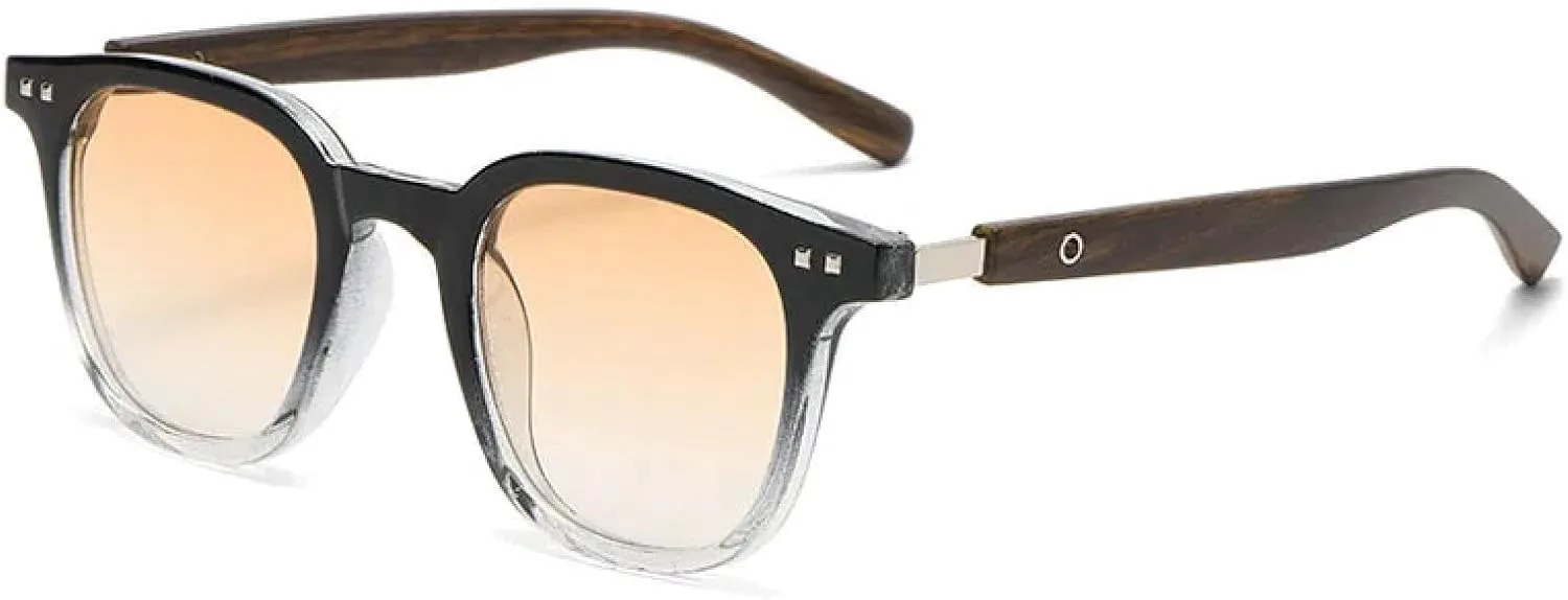 

Классические винтажные солнцезащитные очки с заклепками для женщин и мужчин, в стиле панк, с леопардовым принтом и текстурой дерева на дужках TYUVIVO, Black Clear Tea