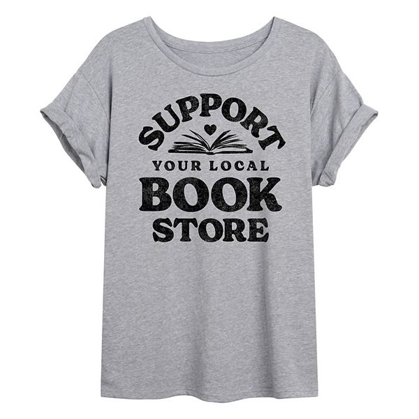

Футболка Juniors' Support Your Local Bookstore oversized Licensed Character, Heather Gray