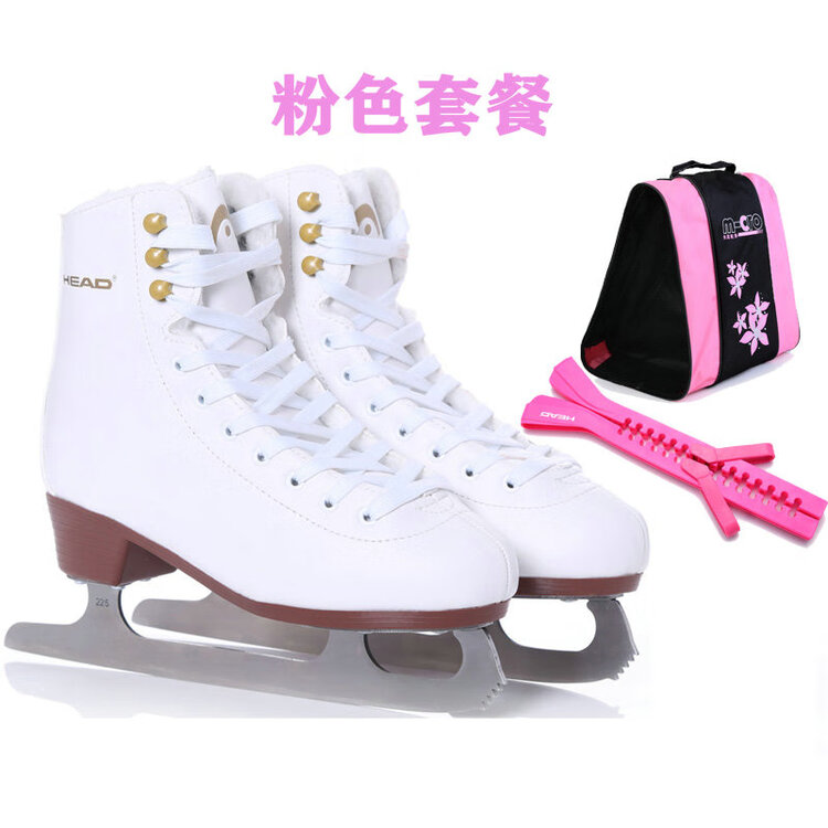 

HEAD Детские коньки для начинающих MORTEN SOLUM для мальчиков и девочек, белые, с фигурными лезвиями, роликовые, комплект: пара + розовая сумка + розовый чехол для лезвий, размер 34