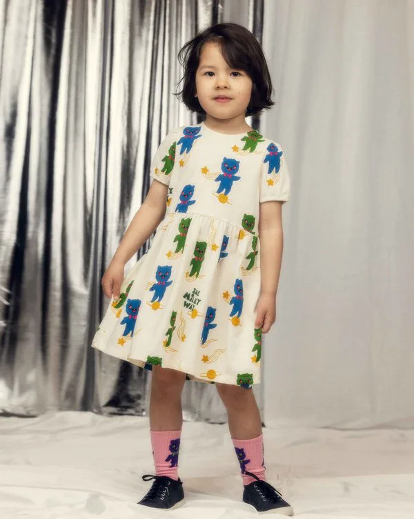 Платье-Футболка с изображением инопланетян Mini Rodini, Off-White