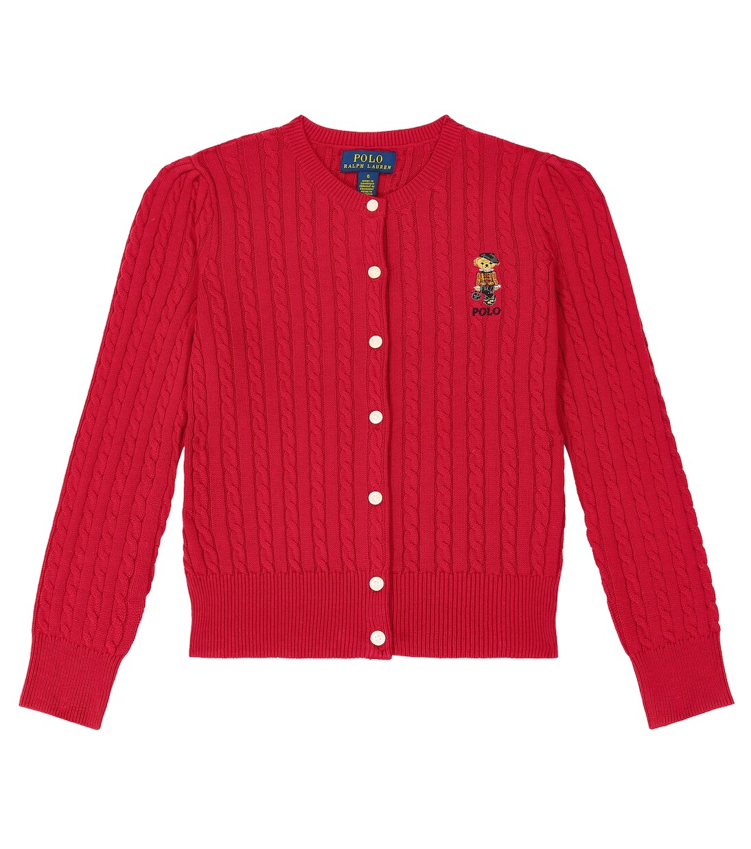 

Хлопковый кардиган косой вязки polo bear Polo Ralph Lauren Kids, красный