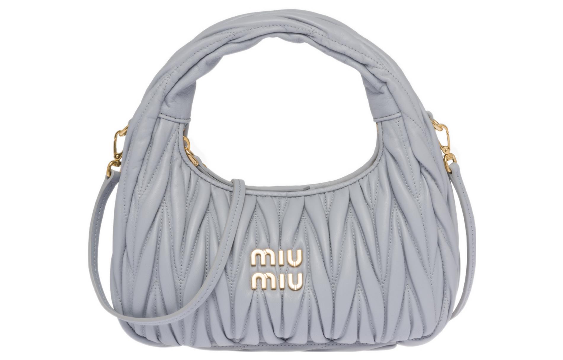 

MIU MIU Матовый кожаный рюкзак хобо через плечо универсальный женский васильковый